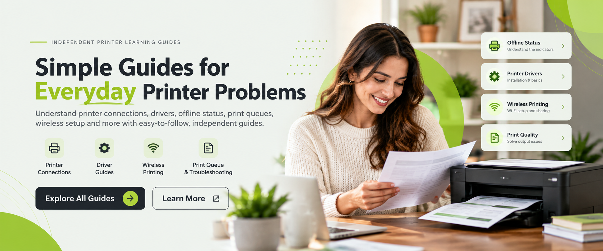 Printer guides banner